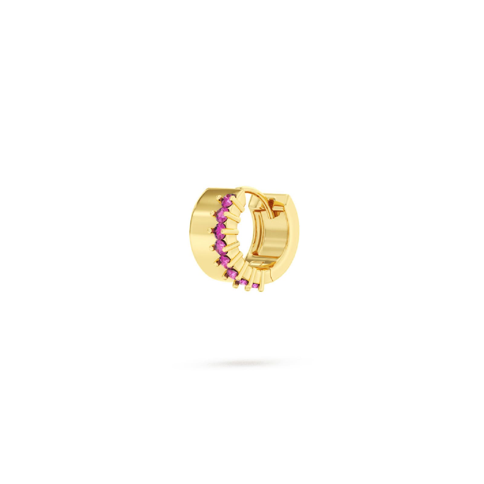 Orecchino Amabile Hoop Chérie sinistro dorato e zirconi fucsia