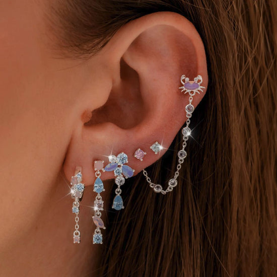 Orecchino Amabile Hoop Pink Lagoon argento zirconi rosa MISURA UNICA