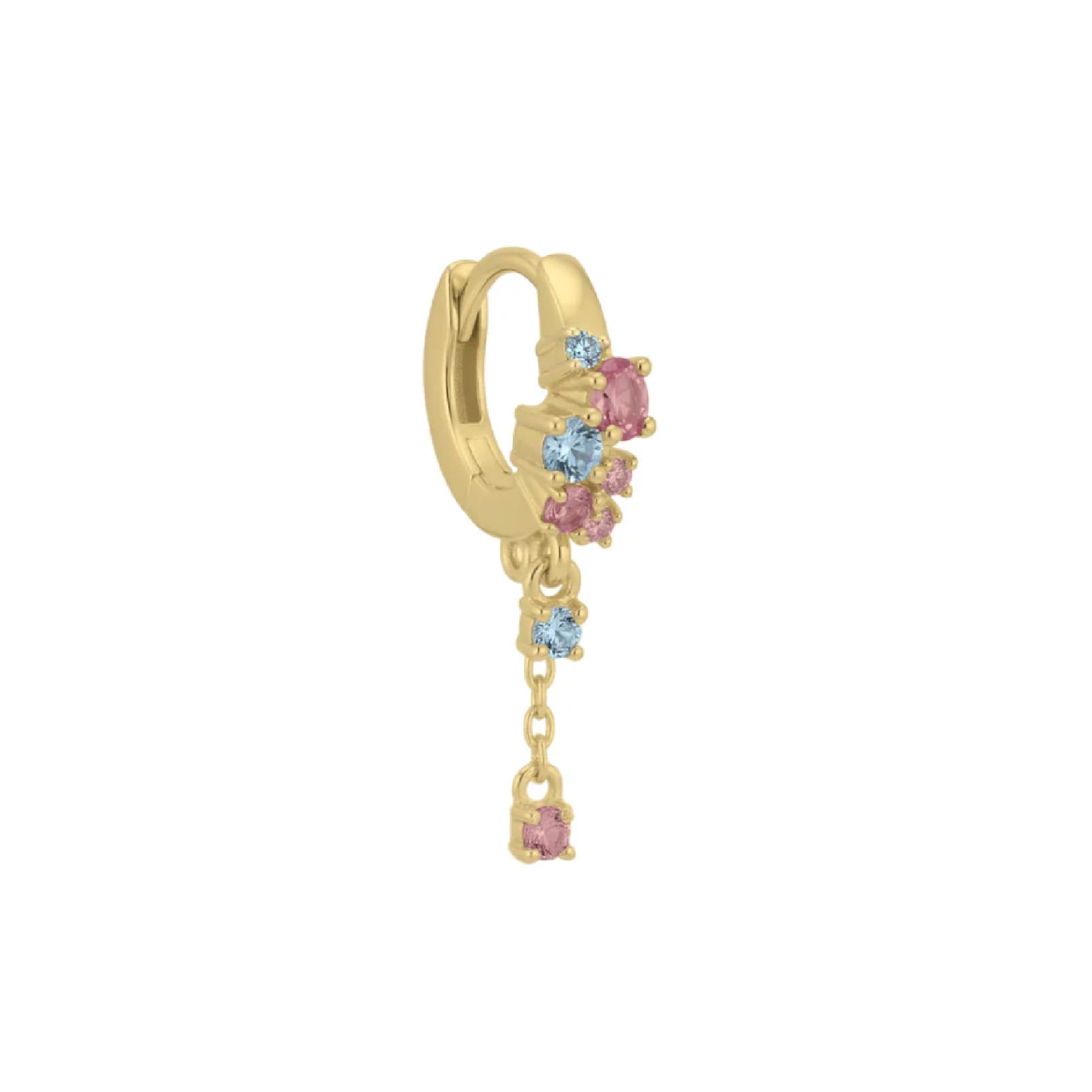 Orecchino Amabile Hoop Pink Lagoon oro zirconi rosa MISURA UNICA