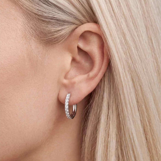 Orecchino Amabile Hoop Pavé Bianco argento e zirconi bianchi MISURA UNICA
