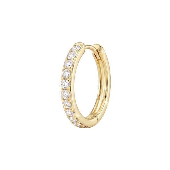 Orecchino Amabile Hoop Pavé Bianco argento dorato e zirconi MISURA UNICA