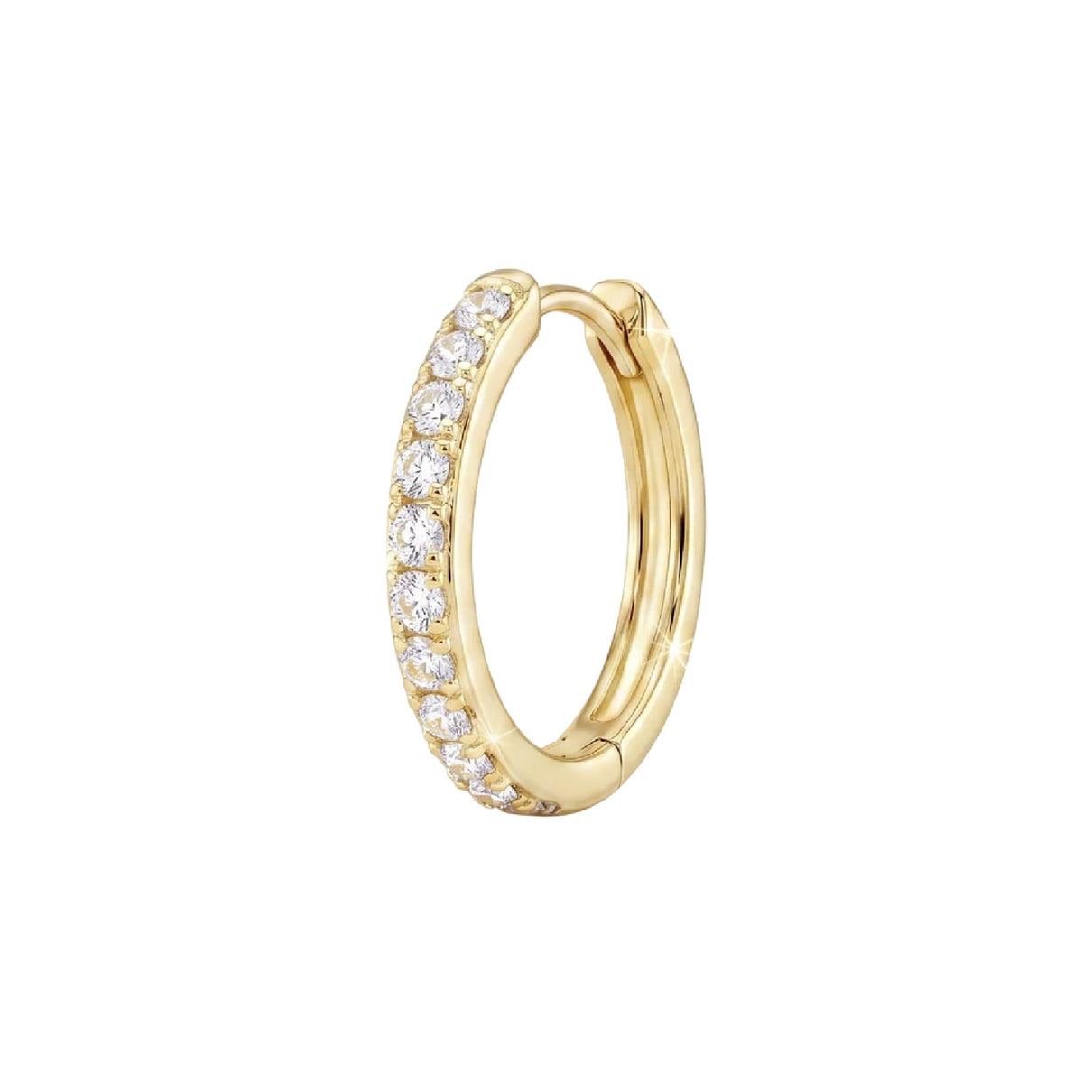 Orecchino Amabile Hoop Pavé Bianco argento dorato e zirconi MISURA UNICA