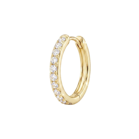 Orecchino Amabile Hoop Pavé Bianco argento dorato e zirconi MISURA UNICA