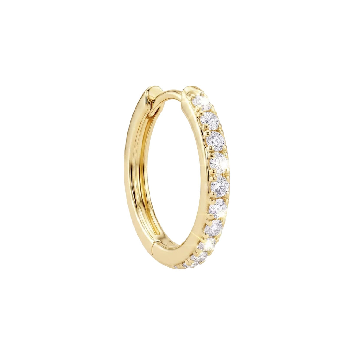 Orecchino Amabile Hoop Pavé Bianco argento dorato e zirconi MISURA UNICA