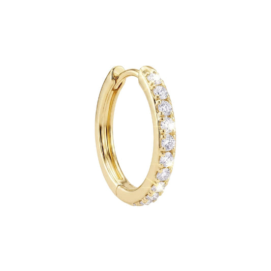 Orecchino Amabile Hoop Pavé Bianco argento dorato e zirconi MISURA UNICA