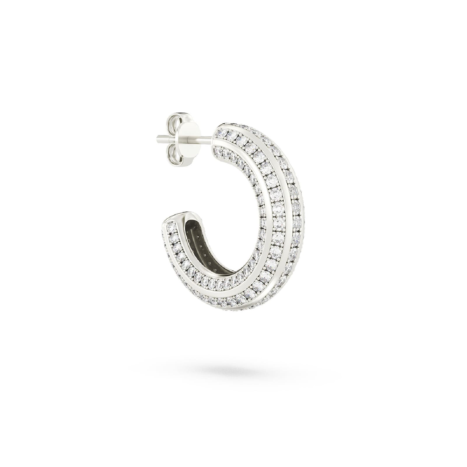 Orecchino cerchio Amabile Hoop Stripe in argento con zirconi MISURA UNICA