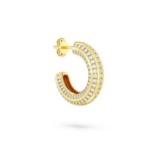 Orecchino cerchio Amabile Hoop Stripe in argento dorato zirconi MISURA UNICA