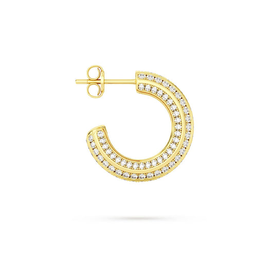 Orecchino cerchio Amabile Hoop Stripe in argento dorato zirconi MISURA UNICA