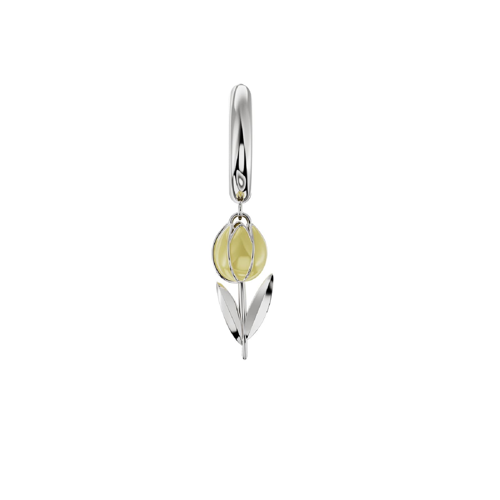 Orecchino Amabile Hoop Tully in argento e tulipano giallo MISURA UNICA