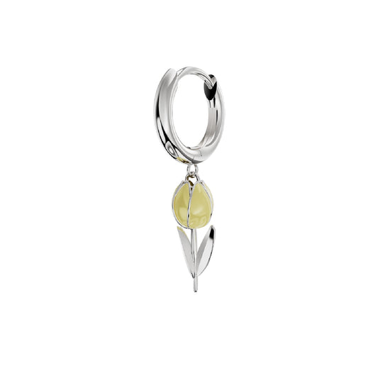 Orecchino Amabile Hoop Tully in argento e tulipano giallo MISURA UNICA
