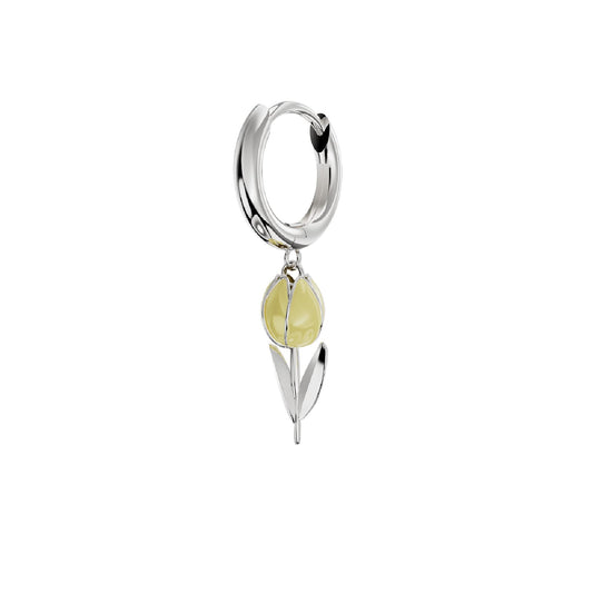 Orecchino Amabile Hoop Tully in argento e tulipano giallo MISURA UNICA
