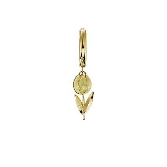 Orecchino Amabile Hoop Tully argento dorato e tulipano giallo MISURA UNICA