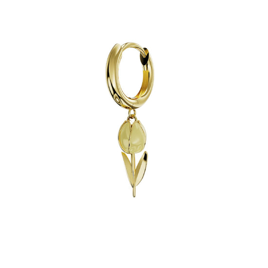 Orecchino Amabile Hoop Tully argento dorato e tulipano giallo MISURA UNICA