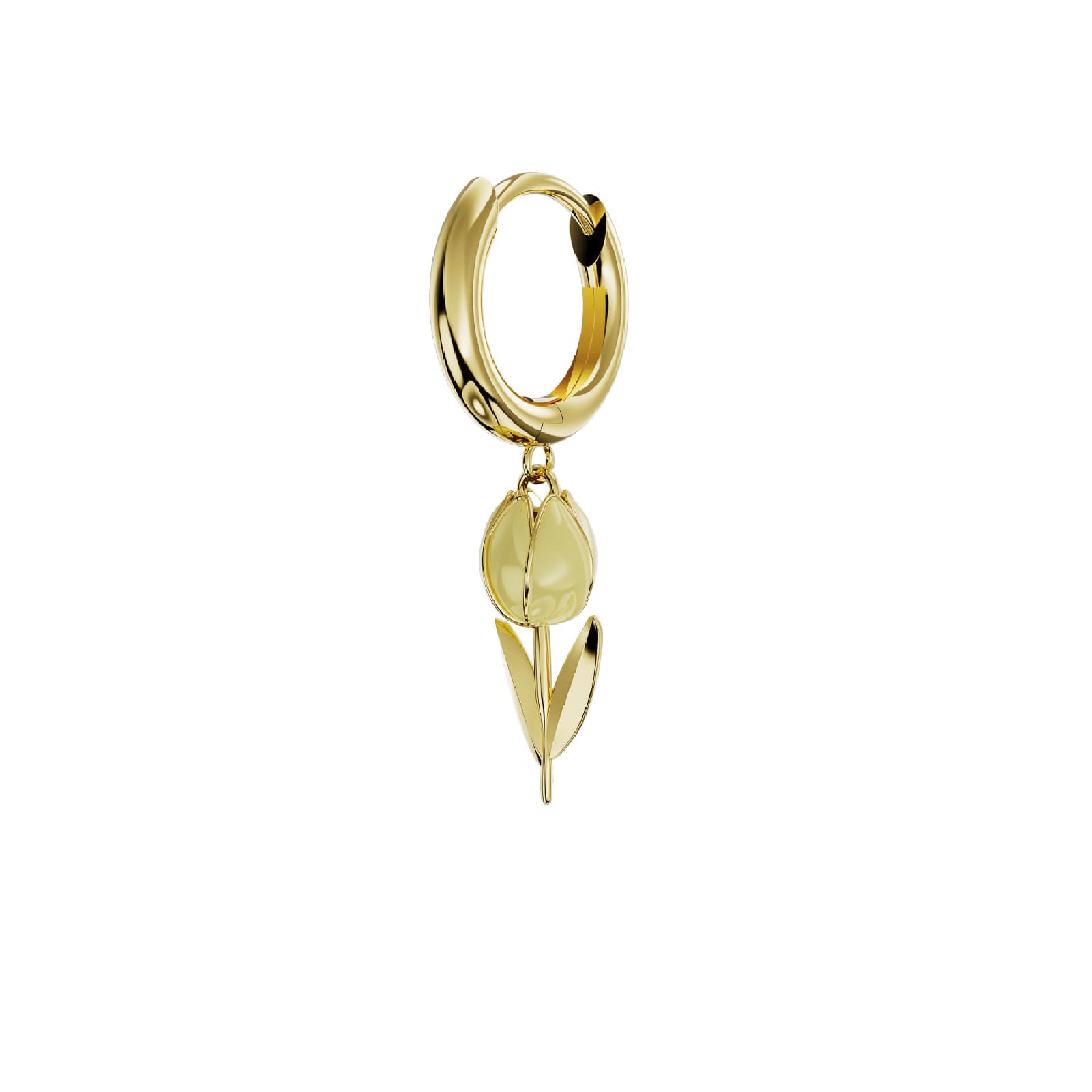 Orecchino Amabile Hoop Tully argento dorato e tulipano giallo MISURA UNICA