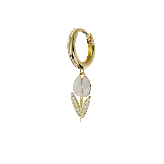 Orecchino Amabile Hoop Tully placcato oro e smalto bianco MISURA UNICA