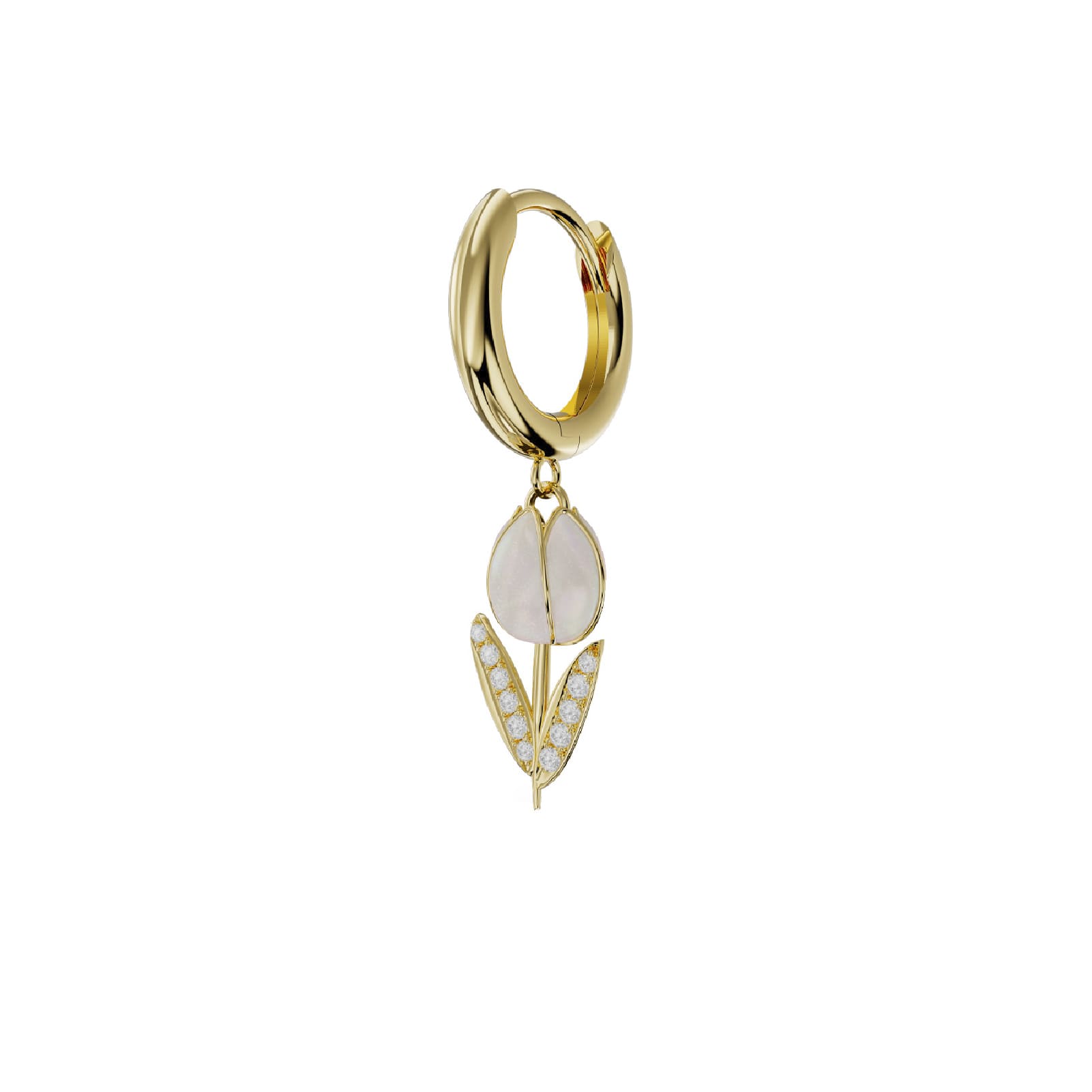Orecchino Amabile Hoop Tully placcato oro e smalto bianco MISURA UNICA