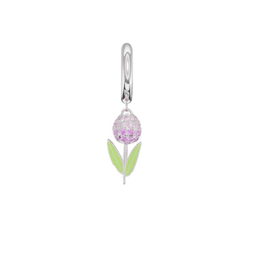 Orecchino Amabile Hoop Tully in argento e tulipano fucsia MISURA UNICA