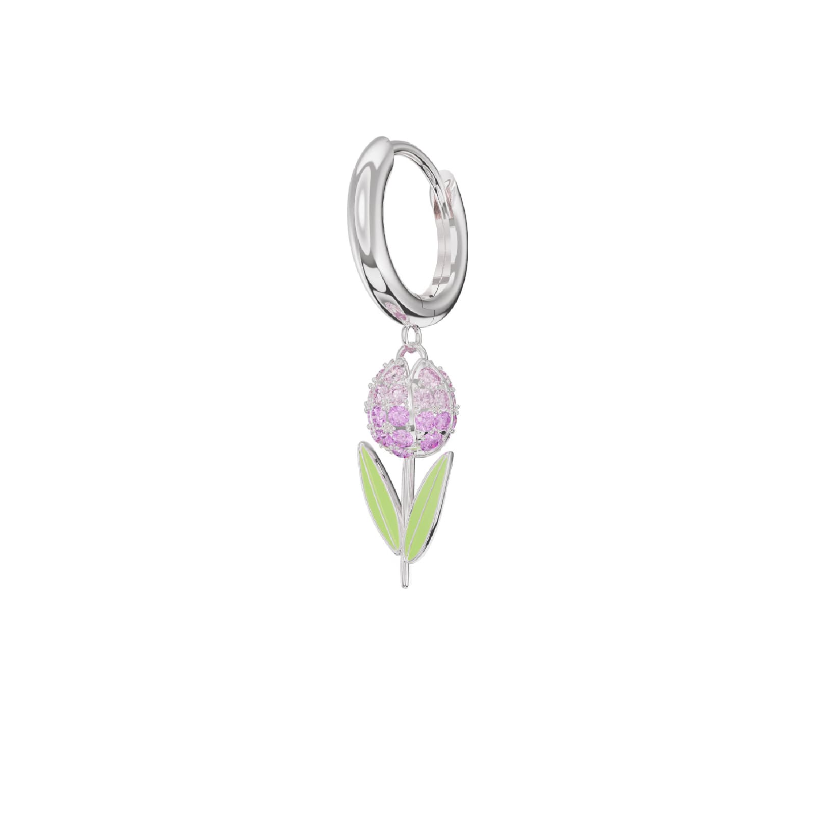 Orecchino Amabile Hoop Tully in argento e tulipano fucsia MISURA UNICA