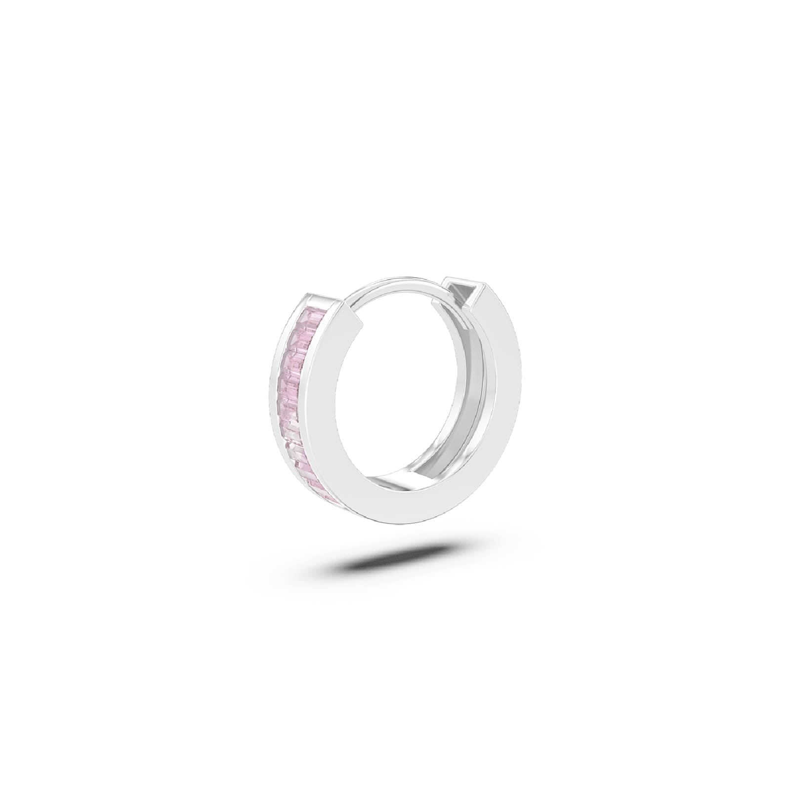 Orecchino Amabile Hoop Zirconia in argento e zirconi rosa MISURA UNICA