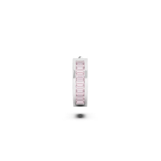 Orecchino Amabile Hoop Zirconia in argento e zirconi rosa MISURA UNICA