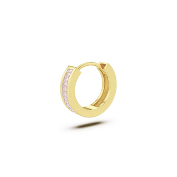 Orecchino Amabile Hoop Zirconia argento dorato e zirconi rosa MISURA UNICA