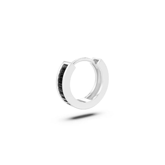 Orecchino Amabile Hoop Zirconia in argento zirconi neri MISURA UNICA