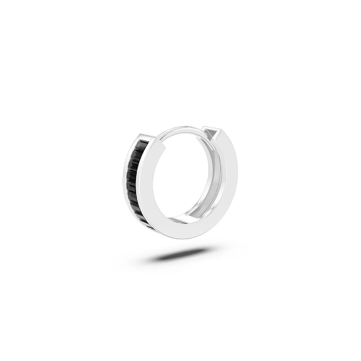 Orecchino Amabile Hoop Zirconia in argento zirconi neri MISURA UNICA