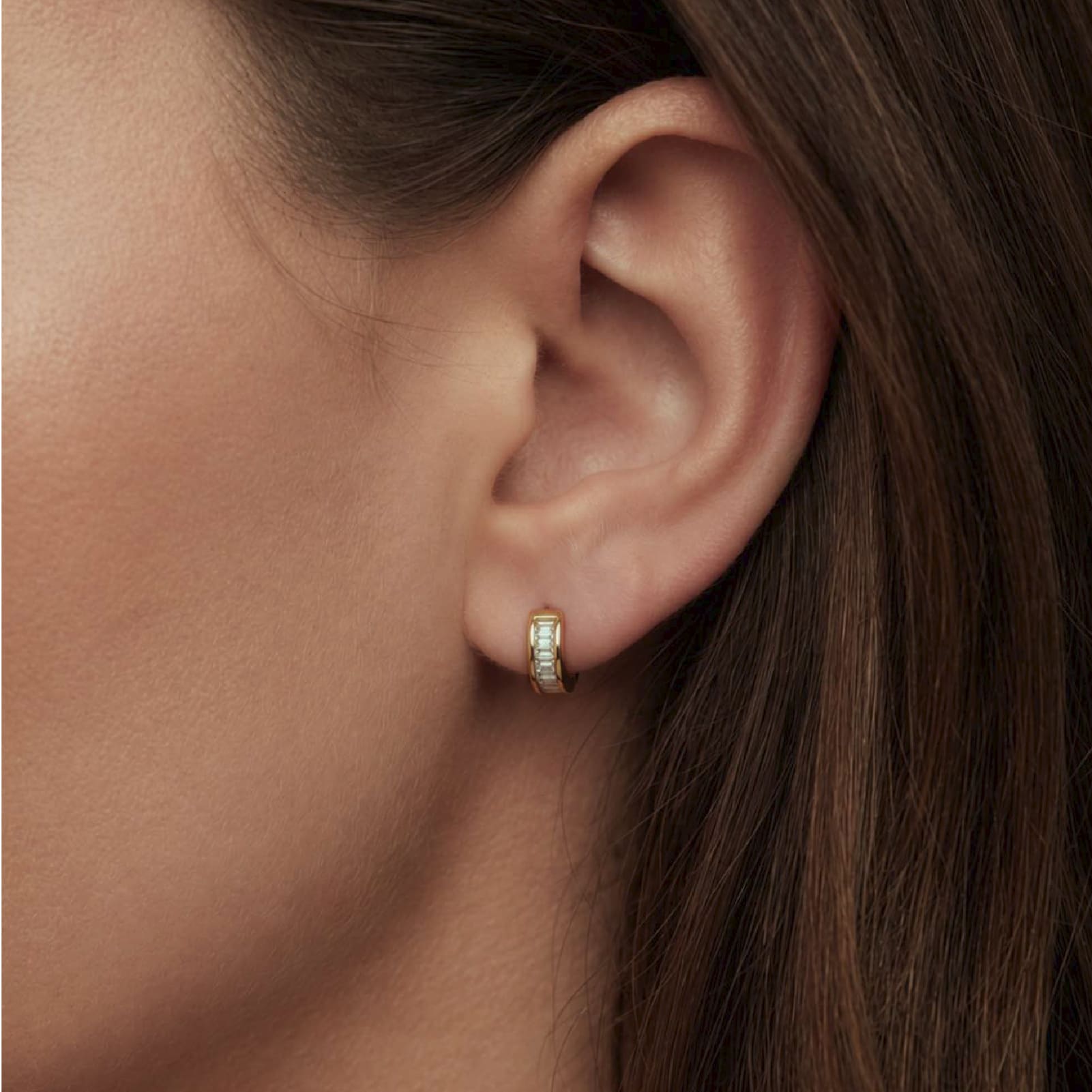 Orecchino Amabile Hoop Zirconia Mini argento dorato zirconi MISURA UNICA