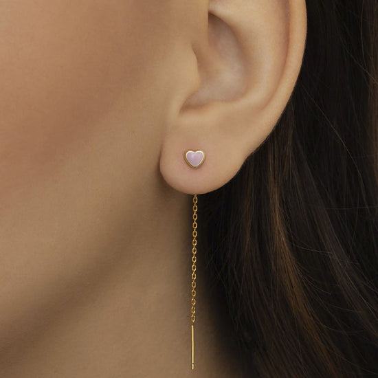 Orecchino singolo Amabile Lovli Cuore Smaltato placcato oro e rosa MISURA UNICA