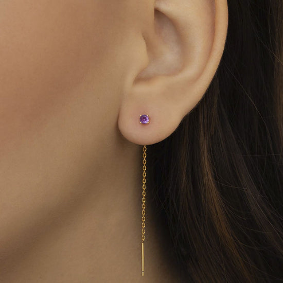 Orecchino Amabile Lovli Luce argento dorato e zircone fucsia MISURA UNICA