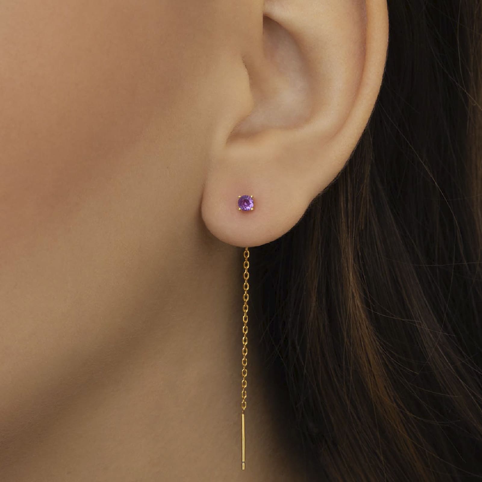 Orecchino Amabile Lovli Luce argento dorato e zircone fucsia MISURA UNICA