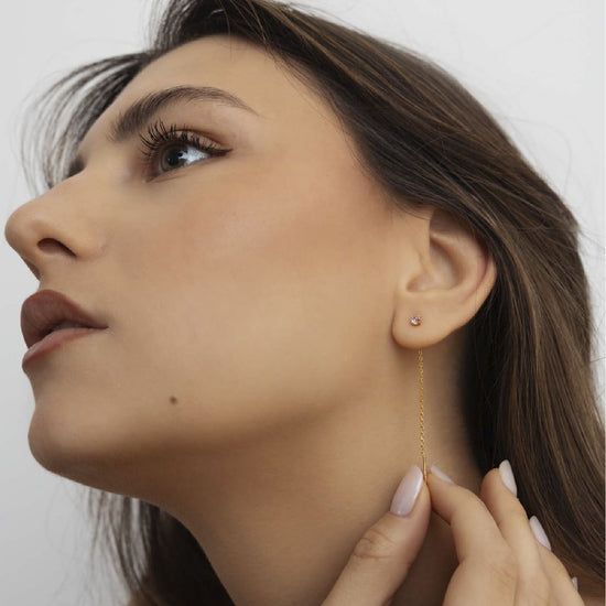 Orecchino Amabile Lovli Luce argento dorato e zircone rosa MISURA UNICA