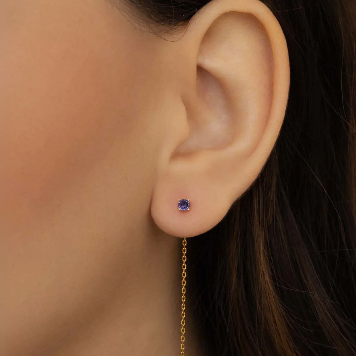 Orecchino Amabile Lovli Luce in argento dorato zircone viola MISURA UNICA