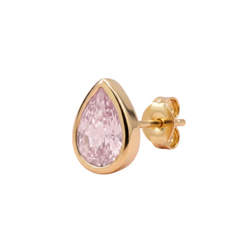 Orecchino Amabile Drop Rosa in argento dorato e zircone rosa MISURA UNICA