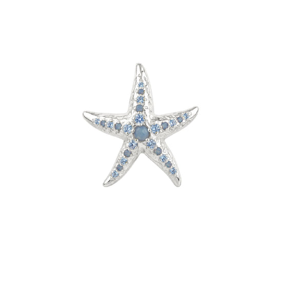 Orecchino lobo Amabile Starfish argento zirconi azzurri MISURA UNICA