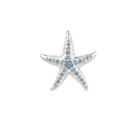 Orecchino lobo Amabile Starfish argento zirconi azzurri MISURA UNICA
