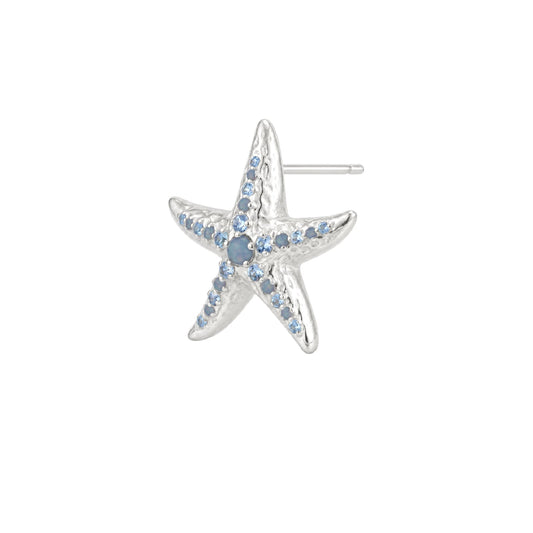 Orecchino lobo Amabile Starfish argento zirconi azzurri MISURA UNICA