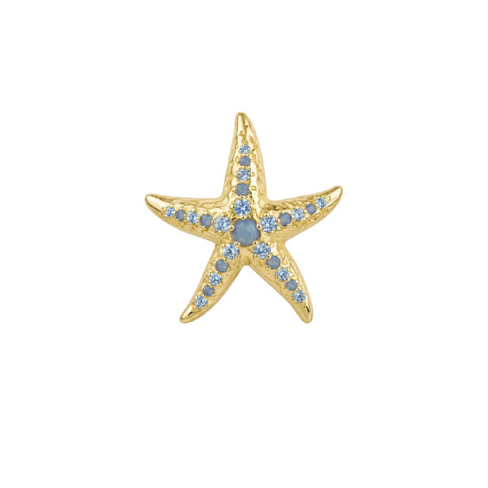 Orecchino lobo Amabile Starfish oro zirconi azzurri MISURA UNICA
