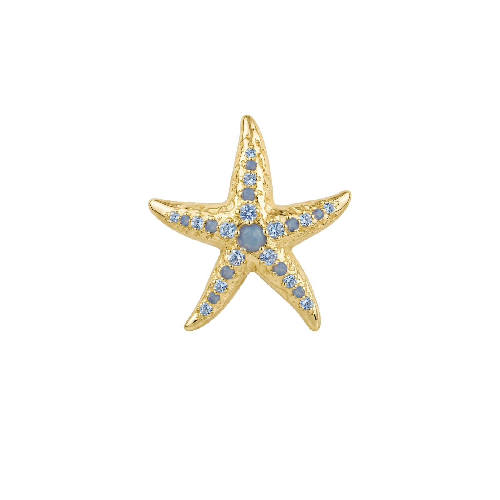 Orecchino lobo Amabile Starfish oro zirconi azzurri MISURA UNICA