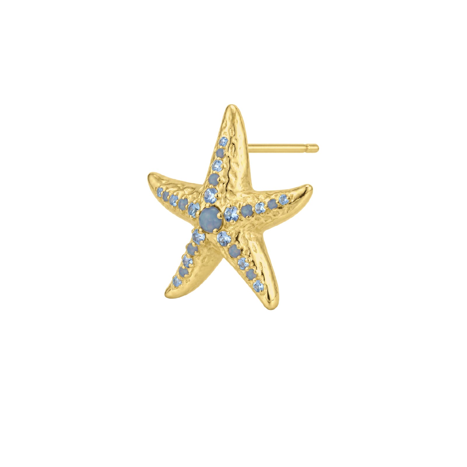 Orecchino lobo Amabile Starfish oro zirconi azzurri MISURA UNICA