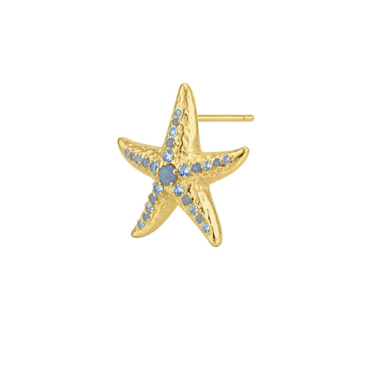 Orecchino lobo Amabile Starfish oro zirconi azzurri MISURA UNICA