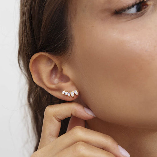 Orecchino Amabile Floral in argento dorato con zirconi MISURA UNICA