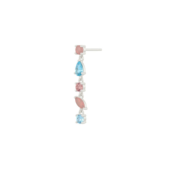 Orecchino Amabile Pink Lagoon sinistro argento e zirconi MISURA UNICA
