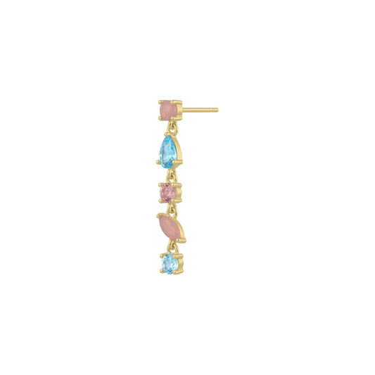 Orecchino Amabile Pink Lagoon sinistro oro e zirconi MISURA UNICA