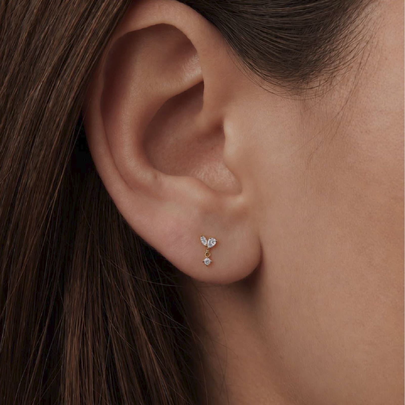 Orecchino destro Amabile Mini Lux argento dorato e zirconi MISURA UNICA