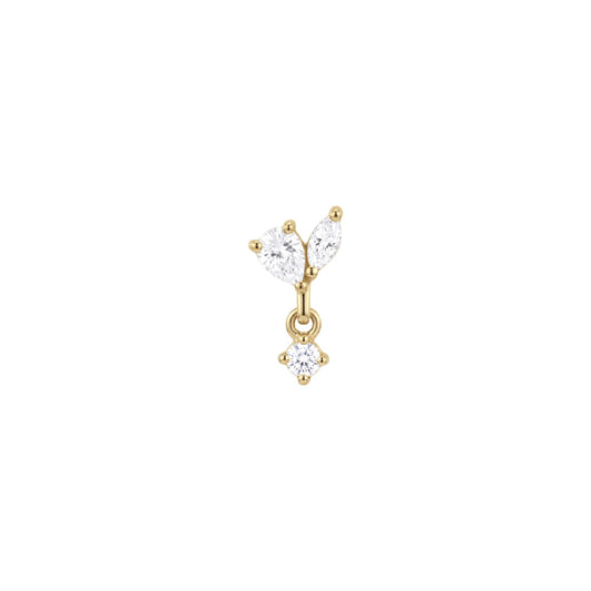 Orecchino sinistro Amabile Mini Lux argento dorato zirconi MISURA UNICA