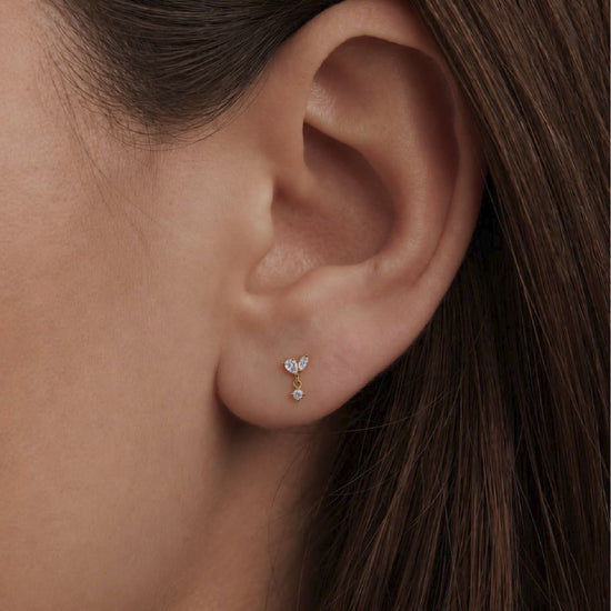 Orecchino sinistro Amabile Mini Lux argento dorato zirconi MISURA UNICA
