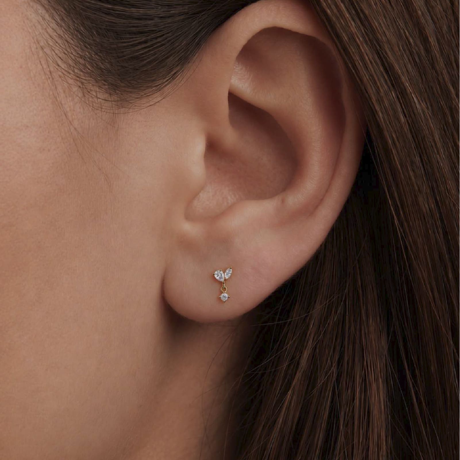 Orecchino sinistro Amabile Mini Lux argento dorato zirconi MISURA UNICA