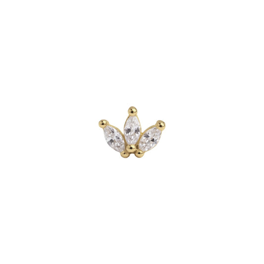 Orecchino Amabile Mini Petals in argento dorato e zirconi MISURA UNICA