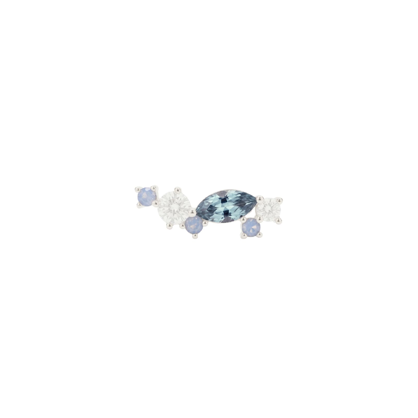 Orecchino Amabile Aquamarine destro argento e zirconi blu MISURA UNICA